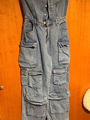 Denim strapless jumpsuit new, size M, blue