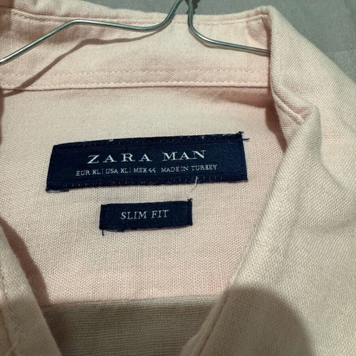Zara Man shirt pink XL slim fit linen-look like new