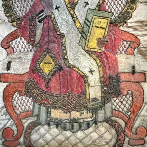 Hand-Embroidered Icon of Saint Nicholas 1922 used