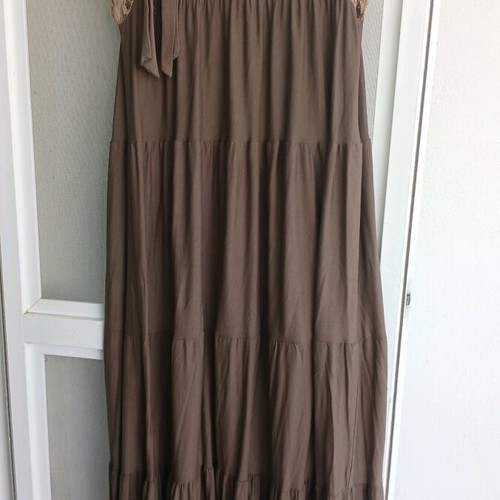 Summer elastic mako dress used, beige brown, size XXXL