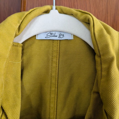 Studio 83 Denim One-Piece Jumpsuit Green Mustard Like New Size L