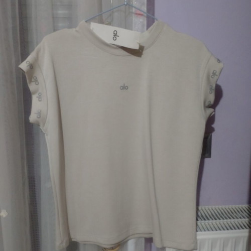 Alo women's blouse new, gray and beige, size S