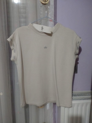 Alo women's blouse new, gray and beige, size S