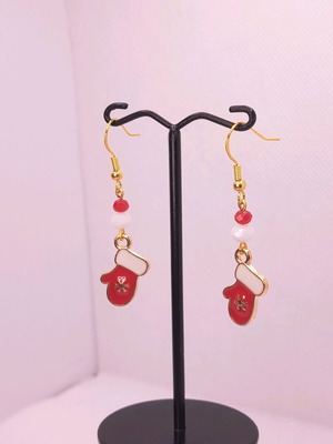 Handmade Christmas earrings new with crystals