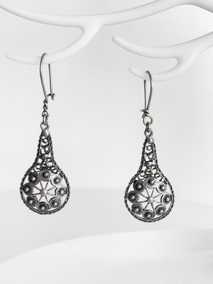 Silver vintage 925 earrings used, bohemian antique style