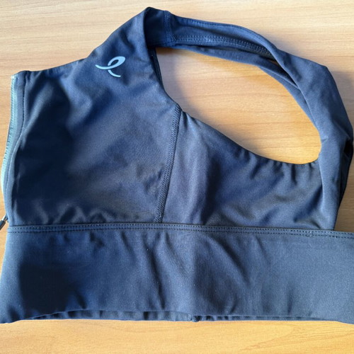 Energetics black sports bra with front zipper, racerback