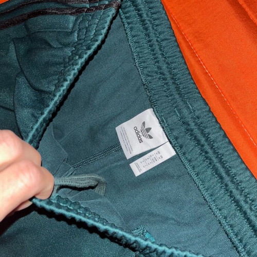 Adidas Baggy Fit Trackpants, black and green, size M