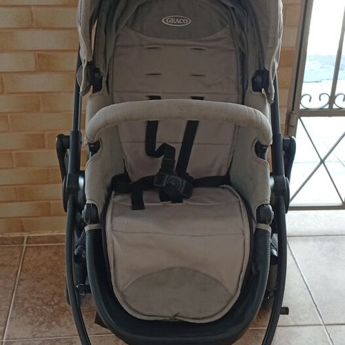 Graco 3-in-1 stroller used with carrycot, footmuff, and rain cover