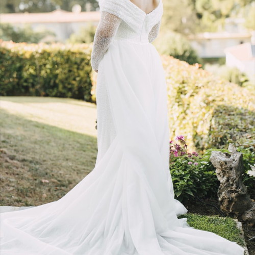 Sposa Moda wedding dress with detachable train and sleeves