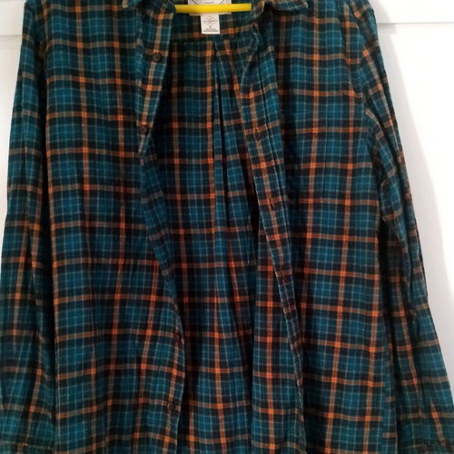Checked shirt size Medium like new, cotton, green and orange