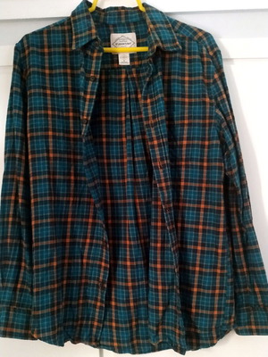 Checked shirt size Medium like new, cotton, green and orange
