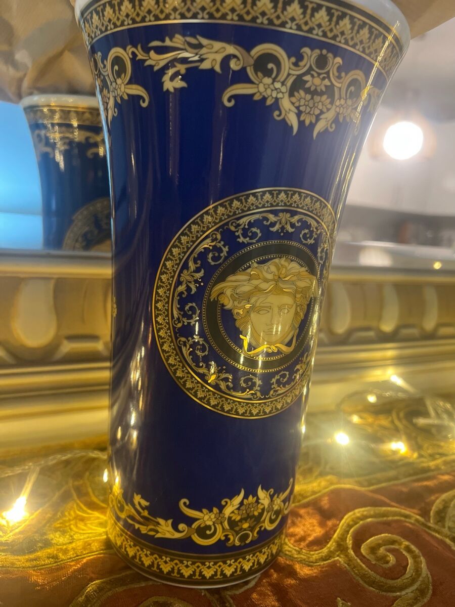 - Medusa Versace Rosenthal メデューサブルー　花瓶 Rosenthal Versace Elegant Collection Porcelain 花瓶・フラワースタンド