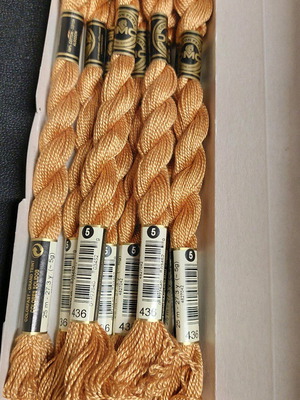 DMC Cotton Perle embroidery threads new, color No 436, 9 pieces