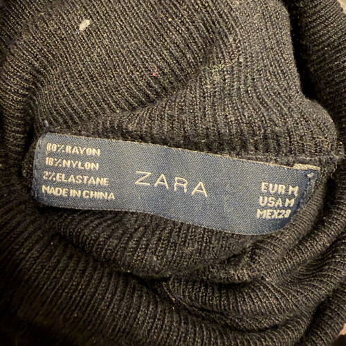 Zara striped light turtleneck sweater size M like new, brown/black