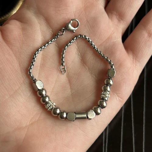 Steel bracelet with various stainless stones, like new