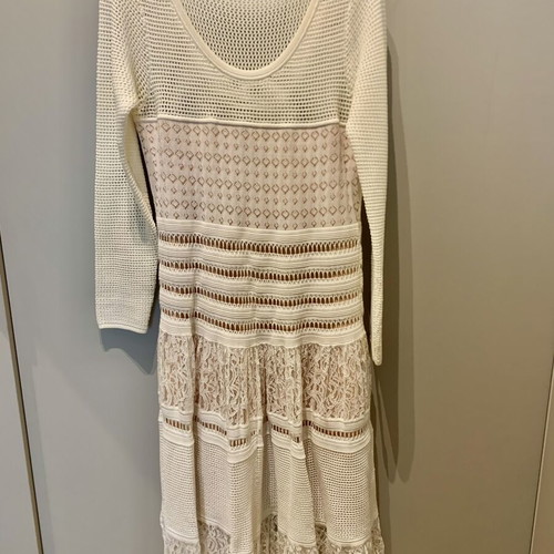 Mid Length White Dress Large Like New with Lining