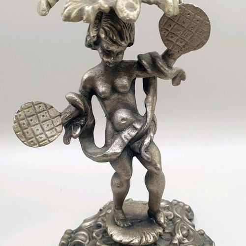Silver-plated candlestick used, 17cm