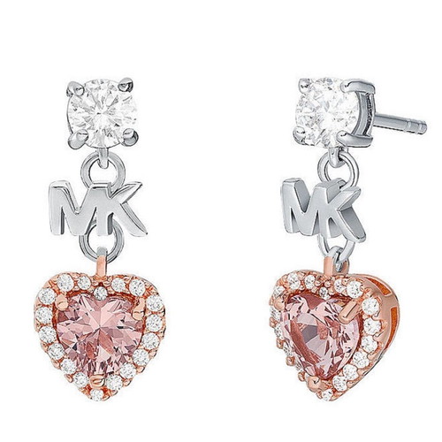 Michael Kors heart dangle earrings new, pink and silver