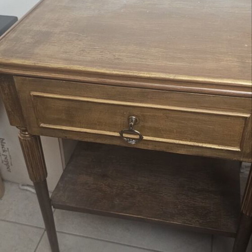 Wooden side table like new with drawer and shelf