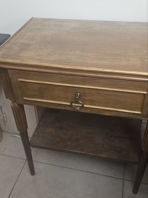 Wooden side table like new with drawer and shelf