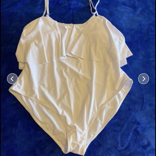 Boohoo white maxi swimsuit new, size 48