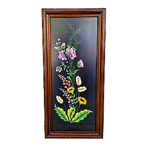 Κεντημένος ξύλινος πίνακας σχέδιο λουλούδια