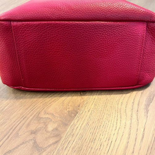 Leather shoulder bag like new, deep red, 100% leather