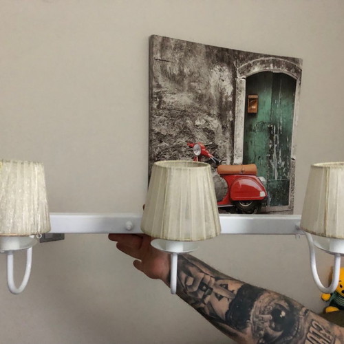 Wall lights used with rope, set of 4, white