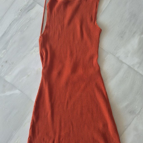 Reformation Adia mini knit dress, orange