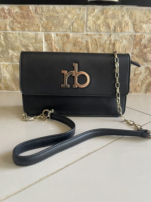 Roccobarocco Black Crossbody Bag with Gold Chain