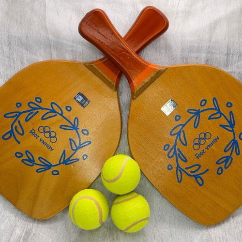 Athens 2004 Collectible Wooden Beach Paddles with 3 Balls New