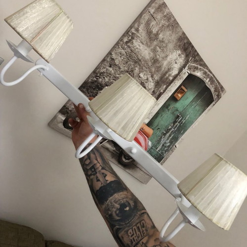 Wall lights used with rope, set of 4, white