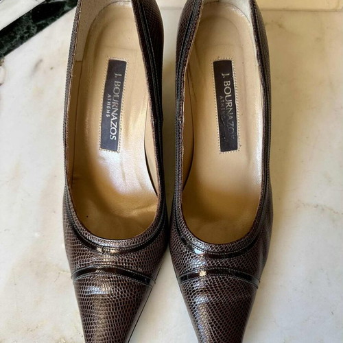 J. Bournazos leather pumps with snake pattern like new