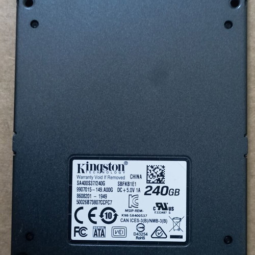 Kingston SA400S37/240G SSD 240GB, υγεία 82%, μεταχειρισμένος
