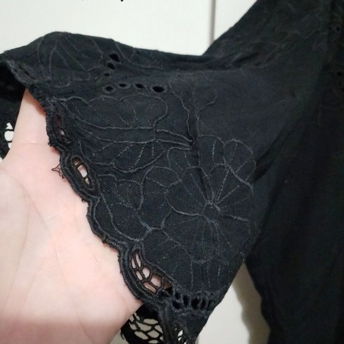 Vintage women's black blouse with embroidery used
