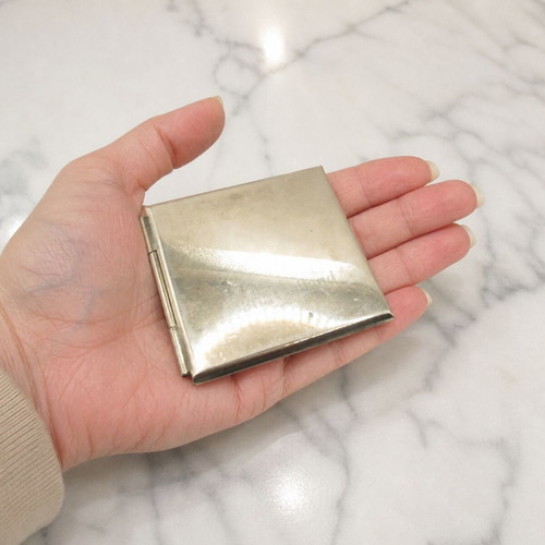Vintage Maria Galland Paris mirror used, silver-plated, square