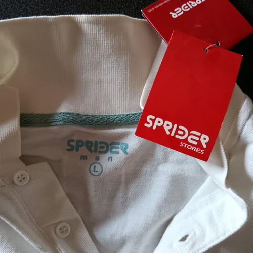 Polo T-shirt Sprider L white 100% cotton new with tags