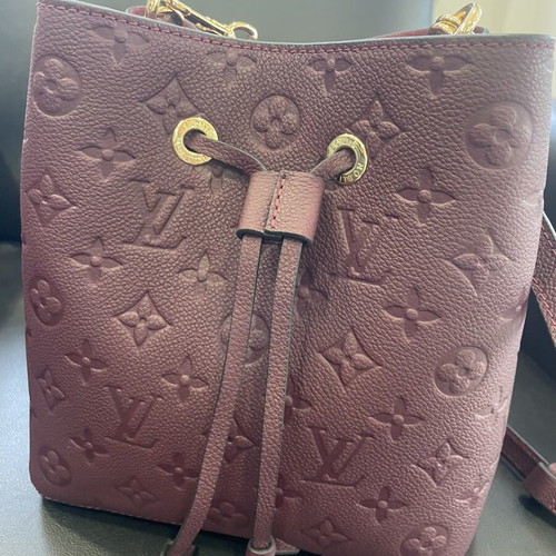 Authentic leather bag, burgundy