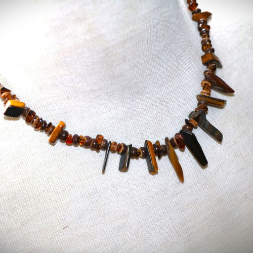 Necklace with genuine tiger's eye stones and sterling silver 925 new