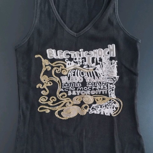 Black t-shirt with print like new, elastic, size S