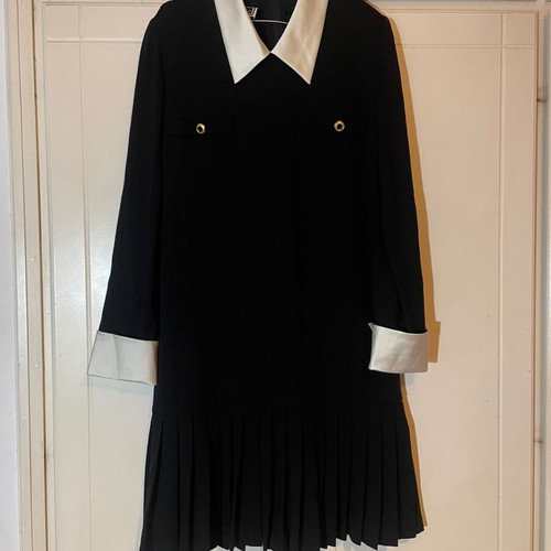 Luisa Spagnoli wool silk dress white-black like new, size 44 large