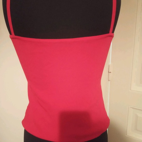 Red top size M like new decorated with pearls and beads