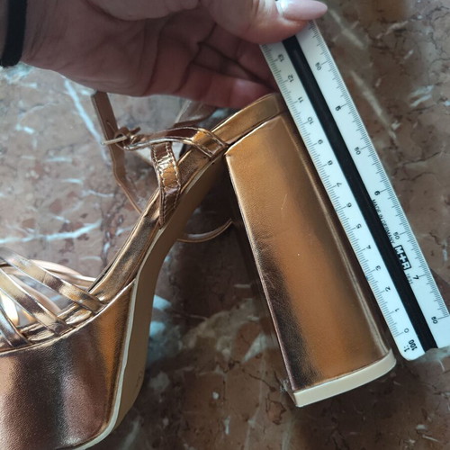 High-heeled pink bronze platform sandals size 36 new