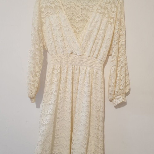 Boho lace dress beige new Anel with bell sleeves