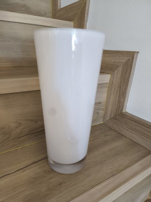 Glass vase 30cm, white with slight wear