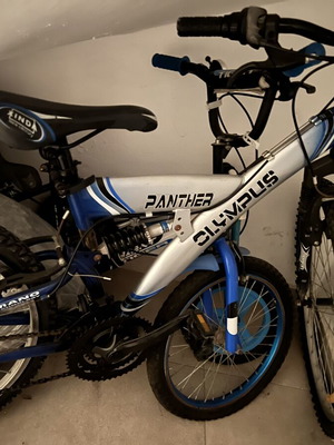 Panther Olympus mountain bike used, blue, front and rear suspension, gears
