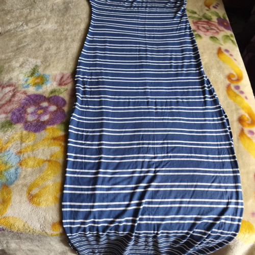 Striped long dress with side slits like new, blue and white
