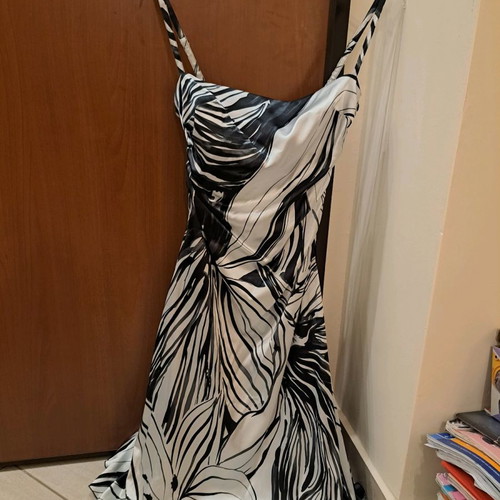 Toi&Moi dress used, black and white satin, size S