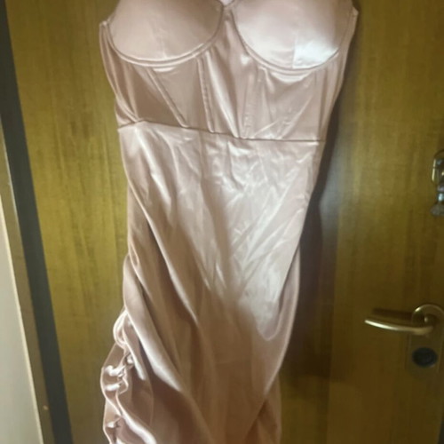 Shein satin pink mini dress with cups and straps new plus size