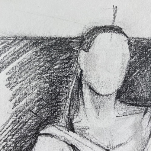 Painting used, pencil drawing on paper 35x50